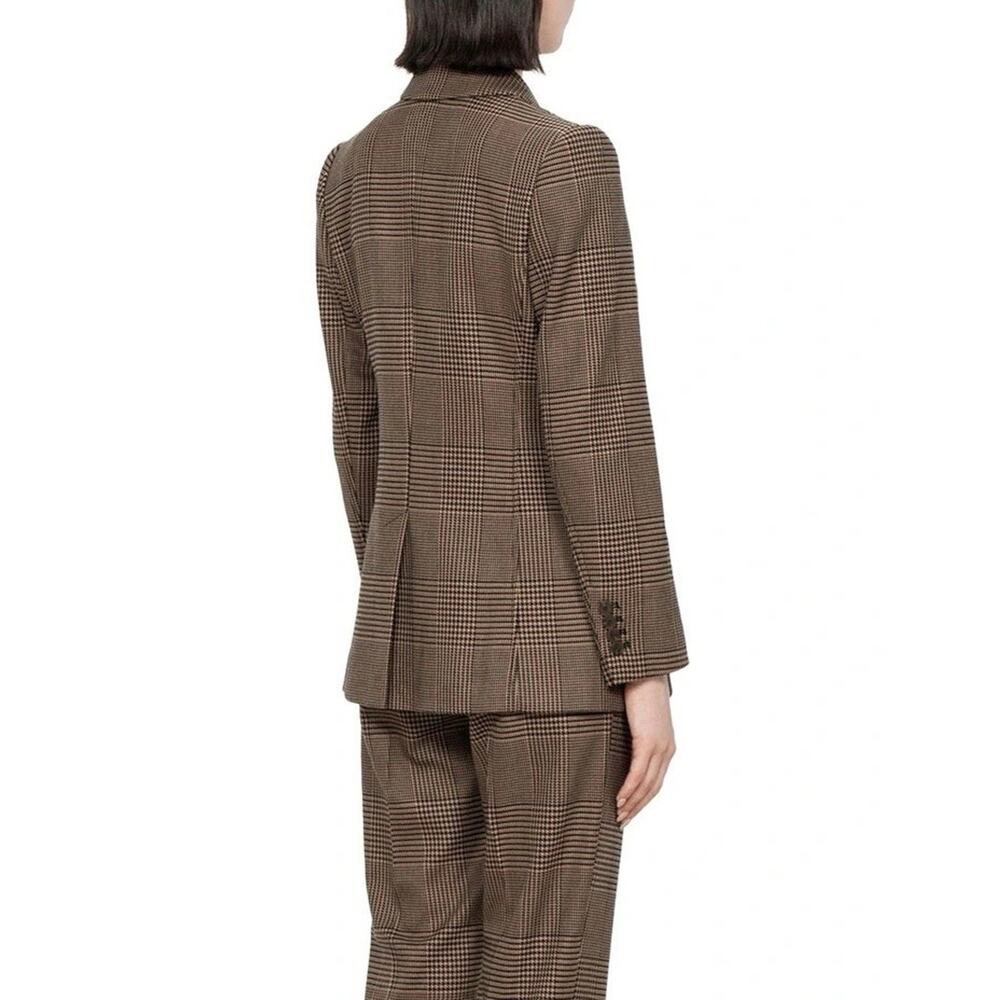 Veronika Maine Houndstooth Plaid Blazer in Brown Sugar Size 14 - Picture 2 of 10